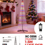 Albero di natale smart conico luminoso altezza 1,5 metri con 370 luci colorate LED RGB per uso interno/esterno controllo con telecomando