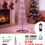 Albero di natale smart conico luminoso altezza 2,1 metri con 550 luci colorate LED RGB per uso interno/esterno controllo con telecomando