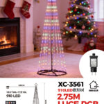Albero di natale smart conico luminoso altezza 2,75 metri con 910 luci colorate LED RGB per uso interno/esterno controllo con telecomando