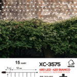 Tenda luminosa 15 metri con 480LED (420 luce bianca fissa + 60luce intermittente bianca con flash) luce ip44 per uso interno esterno