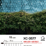 Tenda luminosa 15 metri con 480LED (420 luce blu fissa + 60luce intermittente bianca con flash) luce ip44 per uso interno esterno