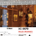 Tenda luminosa 15 metri con 320LED totali (280 luce bianca fissa+40 luce intermittente bianca con flash) ip44 per uso interno esterno