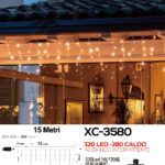 Tenda luminosa 15 metri con 320LED totali (280 luce calda fissa+40 luce intermittente bianca con flash) ip44 per uso interno esterno