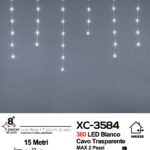 Tenda luminosa da 12 metri con 360 LED REFLEX luce fredda 8 giochi luce alimentazione a corrente per uso interno/esterno