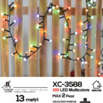 Catena luminosa da 13 metri a forma di perline con 500LED luce multicolor per uso interno/esterno 8 giochi luce