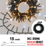 Catena luminosa 600 LED da 18 metri luce calda fissa+flash luce fredda con 8 giochi di luce per uso interno/esterno funzione timer on/off