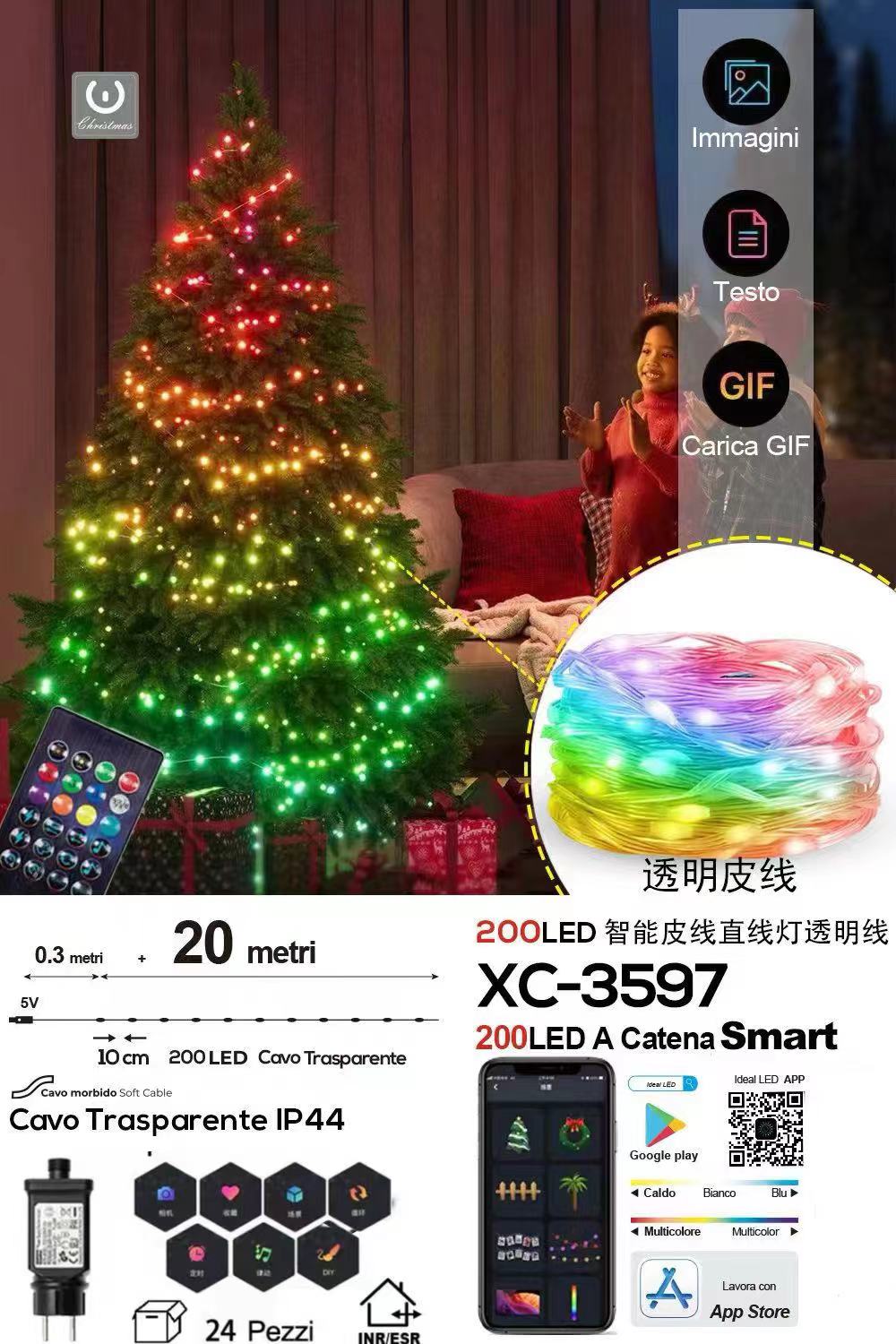 XC-3597 Catena luminosa intelligente da 20 metri 200LED controllabile tramite app - immagine 1