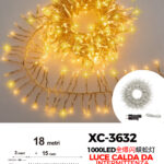 Catena luminosa da 18 metri con 1000 LED luce calda intermittente con flash per uso interno/esterno funzione timer on/off
