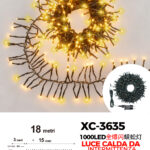 Catena luminosa da 18 metri con 1000 LED luce calda fissa+intermittente con flash per uso interno/esterno funzione timer on/off
