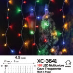 Tenda luminosa natalizia da 4,5 metri con 160 LED reflex luce multicolor alimentazione a corrente con 8 giochi luce indicato per uso interno
