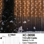 Tenda luminosa da 2 metri con 112 LED REFLEX luce calda 8 giochi luce alimentazione a batteria per uso interno/esterno e funzione timer on/off