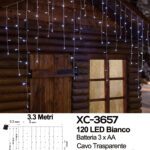 Tenda luminosa da 3,3 metri con 120 LED luce bianca 8 giochi luce alimentazione a batterie (3XAA non incluse) funzione timer on/off uso interno/esterno
