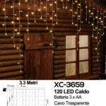 Tenda luminosa da 3,3 metri con 120 LED luce calda 8 giochi luce alimentazione a batterie (3XAA non incluse) funzione timer on/off uso interno esterno