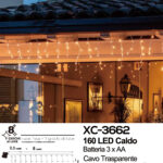 Tenda luminosa da 6,3 metri con 160 LED luce calda 8 giochi luce alimentazione a batterie (3XAA non incluse) funzione timer on/off