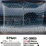Tenda luminosa da 6 metri con 216 micro LED luce fredda a corrente per uso interno/esterno con 8 giochi luce