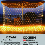 Tenda luminosa da 6 metri con 216 micro LED luce calda a corrente per uso interno/esterno con 8 giochi luce