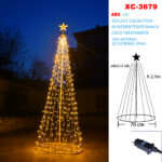 Albero luminoso di natale a spirale da 480 LED luce calda con flash intermittente altezza 2,1 metri indicato per uso interno/esterno IP44