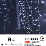 Tenda luminosa da 9 metri con 300 mini LED REFLEX luce fredda 8 giochi luce alimentazione a corrente per uso interno/esterno