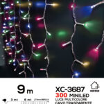 Tenda luminosa da 9 metri con 300 mini LED REFLEX luce multicolor 8 giochi luce alimentazione a corrente per uso interno/esterno