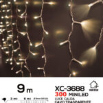 Tenda luminosa da 9 metri con 300 mini LED REFLEX luce calda 8 giochi luce alimentazione a corrente per uso interno/esterno