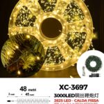 Catena luminosa 3000 micro LED luce calda da 48 metri con 8 giochi luce per uso interno/esterno