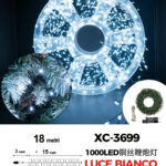 Catena luminosa 1000 micro LED luce fredda da 18 metri con 8 giochi luce per uso interno/esterno