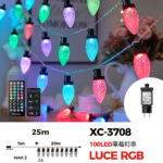 Catena luminosa 25 metri a LED RGB forma di fragole luminose controllo tramite app o telecomando