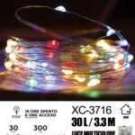 Catena luminosa 30 microLED REFLEX luce multicolor fissa e intermittente da 3,3 metri alimentazione a pile per uso interno con funzione timer