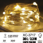 Catena luminosa 30 microLED REFLEX luce calda fissa e intermittente da 3,3 metri alimentazione a pile per uso interno con funzione timer