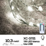 Catena luminosa 100 microLED luce bianca da 10,3 metri alimentazione usb con telecomando 8 giochi luce per uso interno