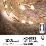 Catena luminosa 100 microLED luce calda da 10,3 metri alimentazione usb con telecomando 8 giochi luce per uso interno