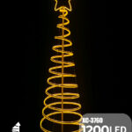 Albero luminoso di natale a spirale da 1200 LED luce calda altezza 1,80 metri indicato per uso interno/esterno