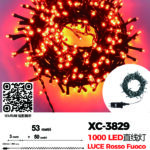 Catena luminosa da 53 metri con 1000 LED luce rossa per uso interno/esterno 8 giochi luce