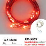 Catena luminosa 30 microLED REFLEX da 3,3 metri (24LED luce rossa + 6luce rossa intermittente alimentazione a pile per uso interno