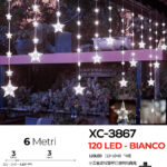 Tenda luminosa 6 metri a forma di stelle natalizie con 120 LED REFLEX luce fredda alimentazione a corrente per uso interno/esterno 8 giochi luce