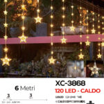 Tenda luminosa 6 metri a forma di stelle natalizie con 120 LED REFLEX luce calda alimentazione a corrente per uso interno/esterno 8 giochi luce