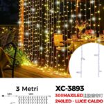 Tenda 300 MAXLED, luce caldo + caldo intermittente,3 mt , cavo bianco, collegabile max 20 pz