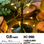 Catena luminosa 15 microLED luce calda da 0,6 metri alimentazione a pile per uso interno