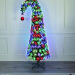 Albero in fibra ottica con puntale curvo, multicolore 225 punte, 150 cm