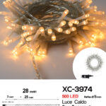 Catena luminosa professionale 500 LED luce calda da 28 metri ip44 per uso interno esterno con 8 giochi luce