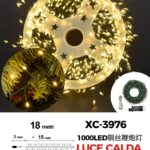 Catena luminosa 1000 micro LED luce calda da 18 metri con 8 giochi luce per uso interno/esterno