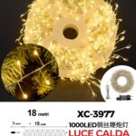 Catena micro LED luminosa natalizia da 18 metri luce calda cavo con 8 giochi luce per uso interno/esterno