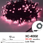 Catena luminosa 180 LED luce rosa da 12 metri con 8 giochi di luce ip44 per uso interno esterno