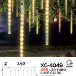 Tenda luminosa da 2,4 metri decorativa natalizia a forma di ghiaccioli con effetto pioggia 288 LED REFLEX luce calda adatto per uso interno/esterno IP44