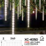 Tenda luminosa da 2,4 metri decorativa natalizia a forma di ghiaccioli con effetto pioggia 288 LED REFLEX luce fredda adatto per uso interno/esterno IP44