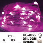 Catena luminosa 30 microLED REFLEX luce rosa fissa e intermittente da 2,3 metri alimentazione a pile per uso interno con funzione timer