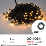 Catena luminosa 100 LED luce calda da 8 metri con 8 giochi di luce ip44 per uso interno esterno