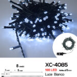Catena luminosa 100 LED luce bianca da 8 metri con 8 giochi di luce ip44 per uso interno esterno