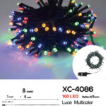 Catena luminosa 100 LED luce multicolor da 8 metri con 8 giochi di luce ip44 per uso interno esterno
