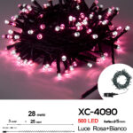 Catena luminosa 500 LED luce rosa+bianca da 28 metri con 8 giochi di luce ip44 per uso interno esterno